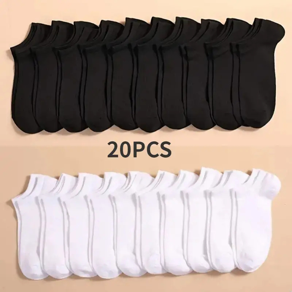10/20 paia di calzini da barca Unisex Casual tinta unita sottili e traspiranti comodi calzini alla caviglia da donna con taglio basso che assorbono il sudore