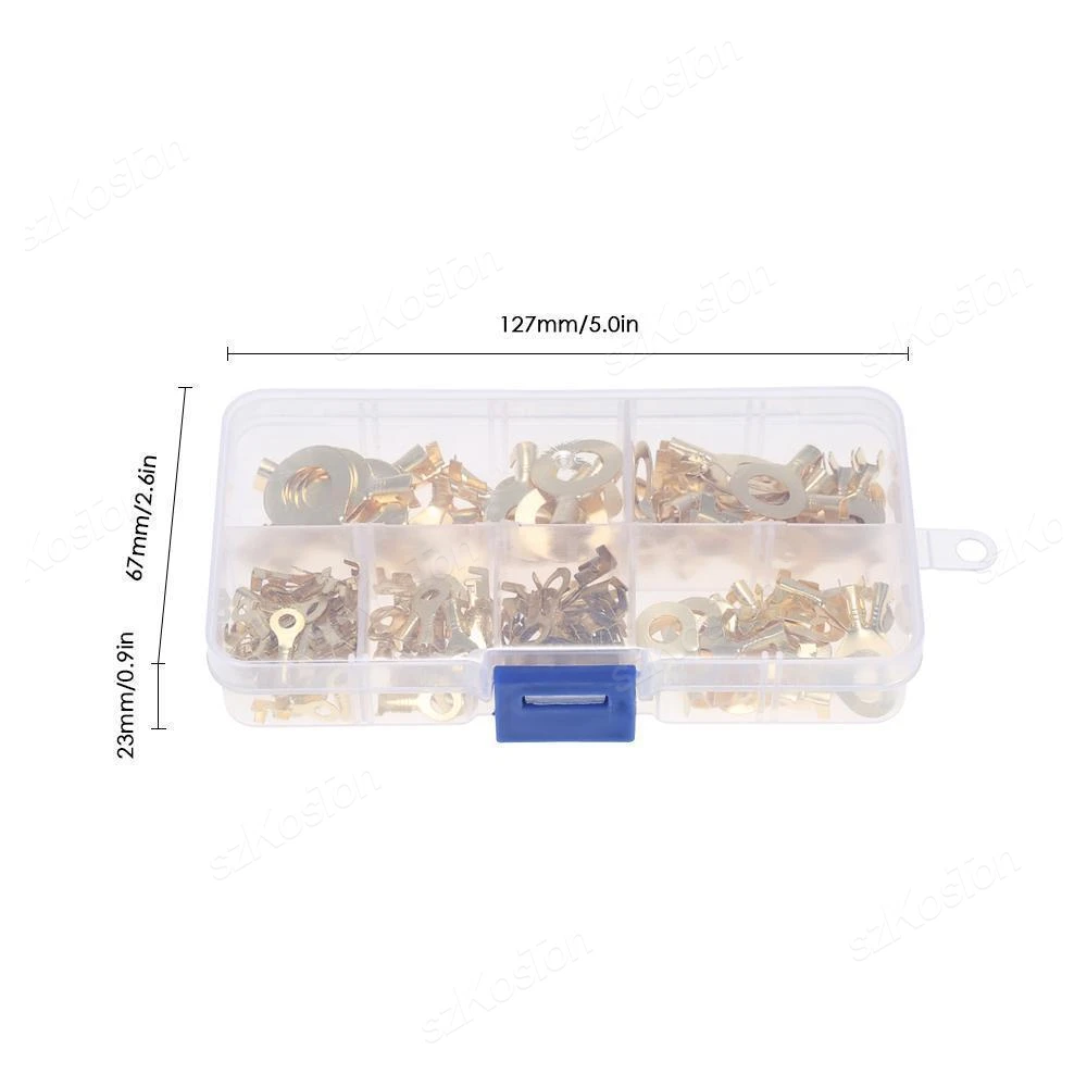 540/300/150PCS Capicorda ad anello Occhi Terminali a crimpare in rame Capicorda rotondi per cavi Connettore per cavi Kit di assortimento non isolato Strumento per connettori