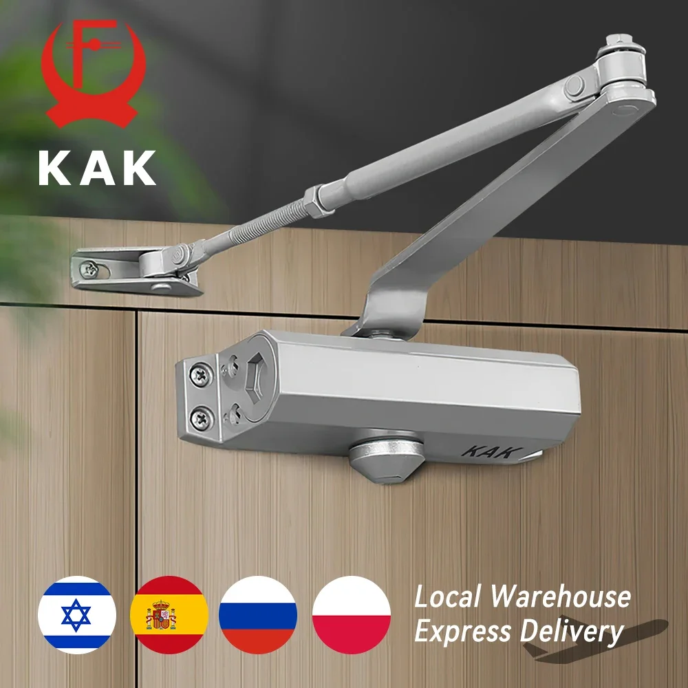 KAK Automatischer Türschließer, 2 Federn, hydraulischer Puffer, verstellbarer Türstopper, Geschwindigkeitsstummschaltung, Schließen für Türbeschläge von 25 bis 80 kg