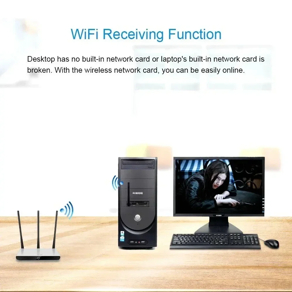 USB Wireless Network Card WiFi Transmitter Set Top Box IPTV Receiver Wifi Antenna for Desktop Laptops - Wireless Networking