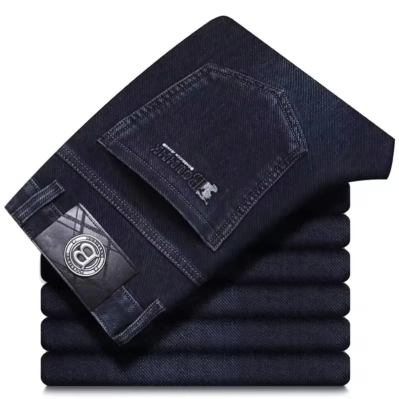 Vaqueros de pierna recta para hombre de marca, ligeros, de alta calidad, bordados, informales, versátiles, a la moda, adelgazantes, estilo silueta suave