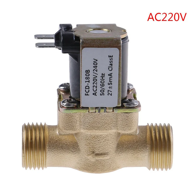 1ชิ้นG1/2 ''ทองเหลืองไฟฟ้าโซลินอยวาล์วDC 12โวลต์24โวลต์AC220vสําหรับเครื่องทําน้ําอุ่นพลังงานแสงอาทิตย์