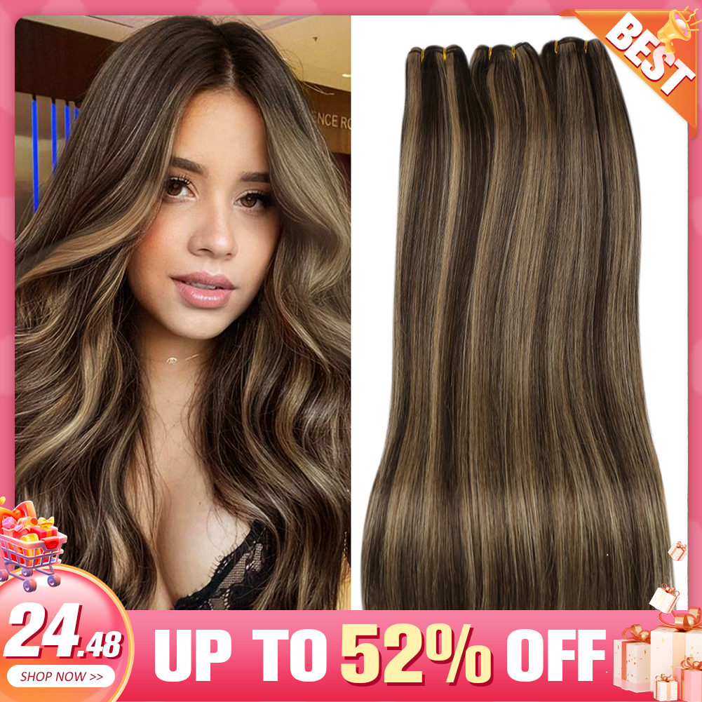 Moresoo Tóc Wefts Tóc Sợi Ngang Brasil Máy Remy Thẳng Tự Nhiên Dệt Lưng 100G/May Trong Tóc phần Mở Rộng