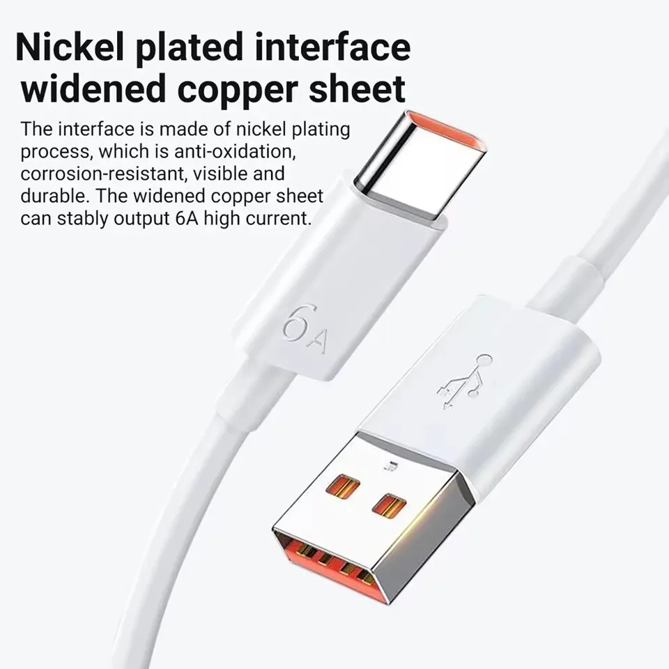 6A 66W USB C Super Fast Charging Cable - Fit for Huawei P50/P60/Nova 9/10/Honor 70/90/100/Magic