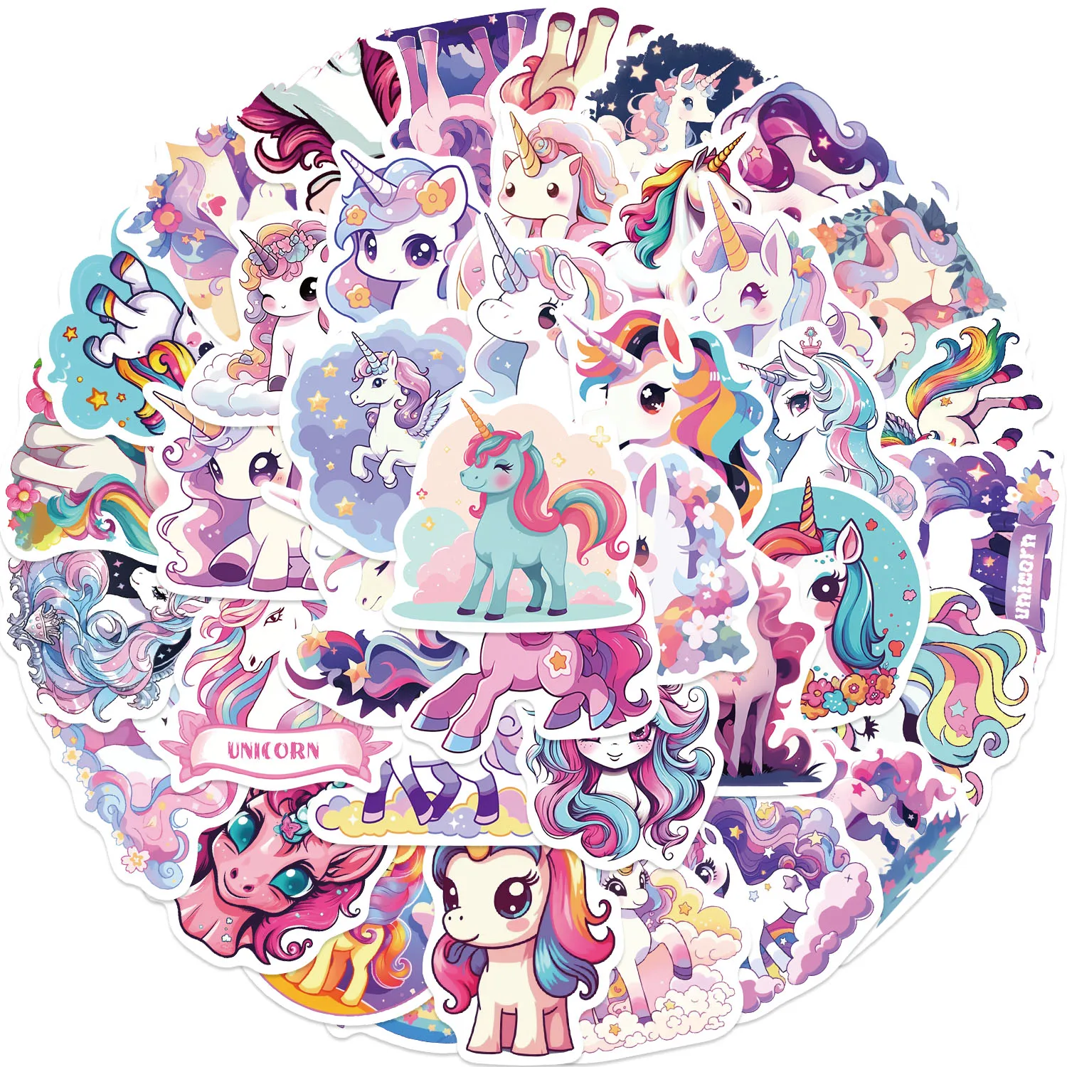Autocollants Graffiti licorne de dessin animé amusant, 50 pièces, matériel de Collage pour Scrapbooking, coques de téléphone, guitare, carnets décoratifs, DIY bricolage