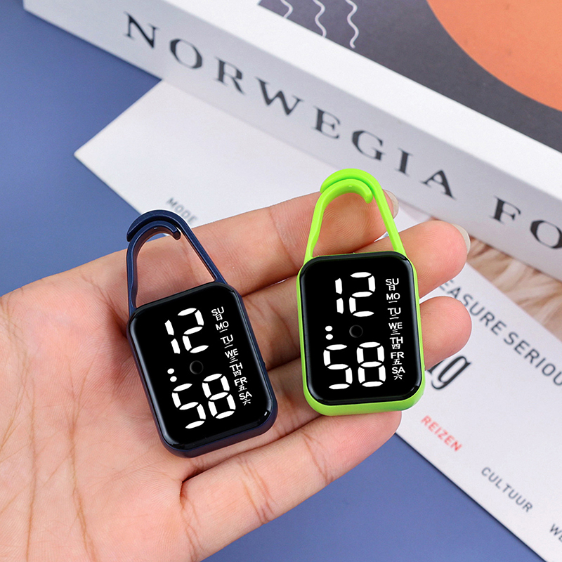 LED Digital Electronic Watch Keychain Luminous Function Children Gifts Multifunctional Hanging Watch Pocket Watches