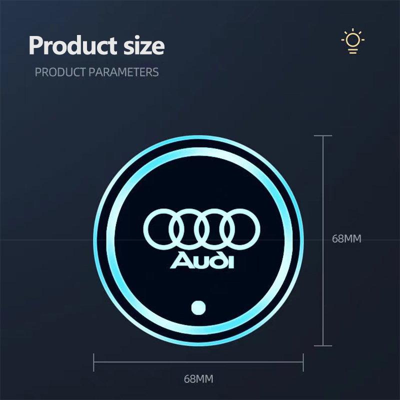 Posavasos luminoso LED para coche, soporte para vasos, alfombrilla antideslizante para Audi SLINE A3 A4 B8 B9 A6 C5 C6 C7 A7 Q5 A5 A8 8V RS6 R8 S1 S2 S3 S4, 2 uds.