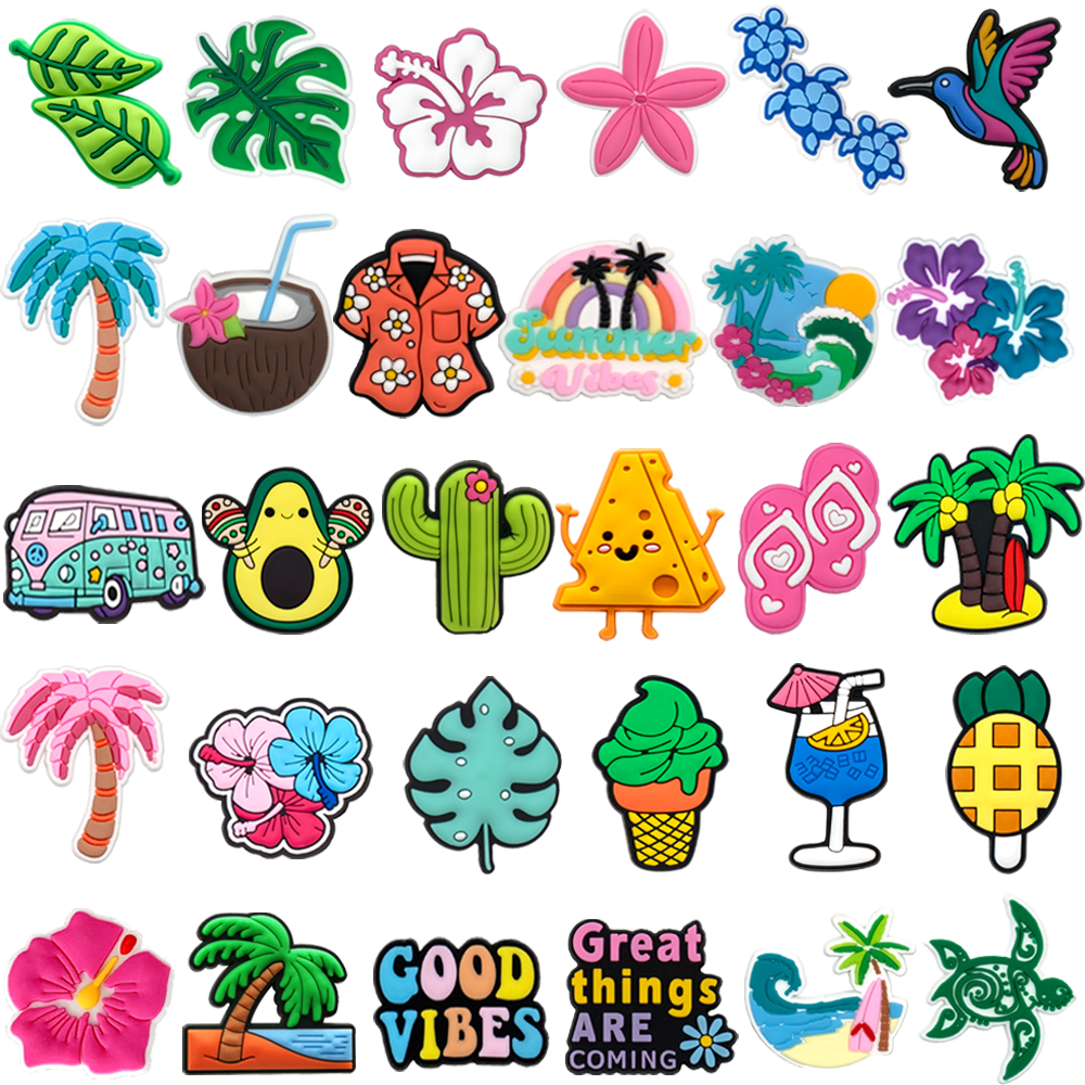 1/30 шт., гавайская повседневная обувь, подвески, украшения, аксессуары с цветком кокоса, булавки для обуви, радужные сандалии, сабо, пряжки