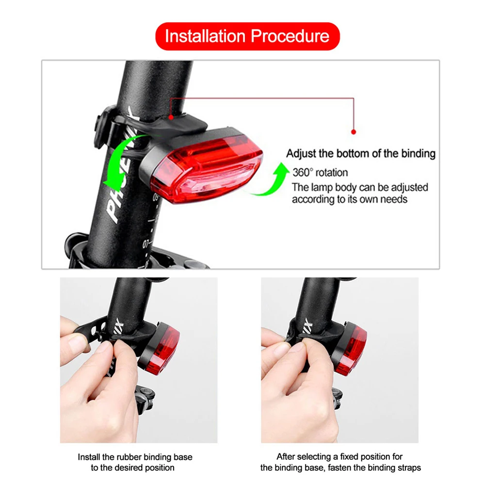 ไฟท้ายจักรยานถนน MTB USB แบบชาร์จไฟได้ LED ไฟท้ายจักรยานติดตั้งง่ายไฟเตือนจักรยานไฟท้ายเพื่อความปลอดภัยในการขับขี่กลางคืน