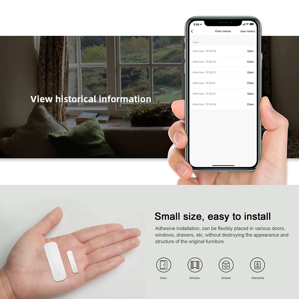 Onenuo Tuya Wifi Deur Sensor Venster Ingangssensor Beveiliging Inbreker Deur Sensor Alarm Smart Life Magnetische Deur Sensor Alexa Google