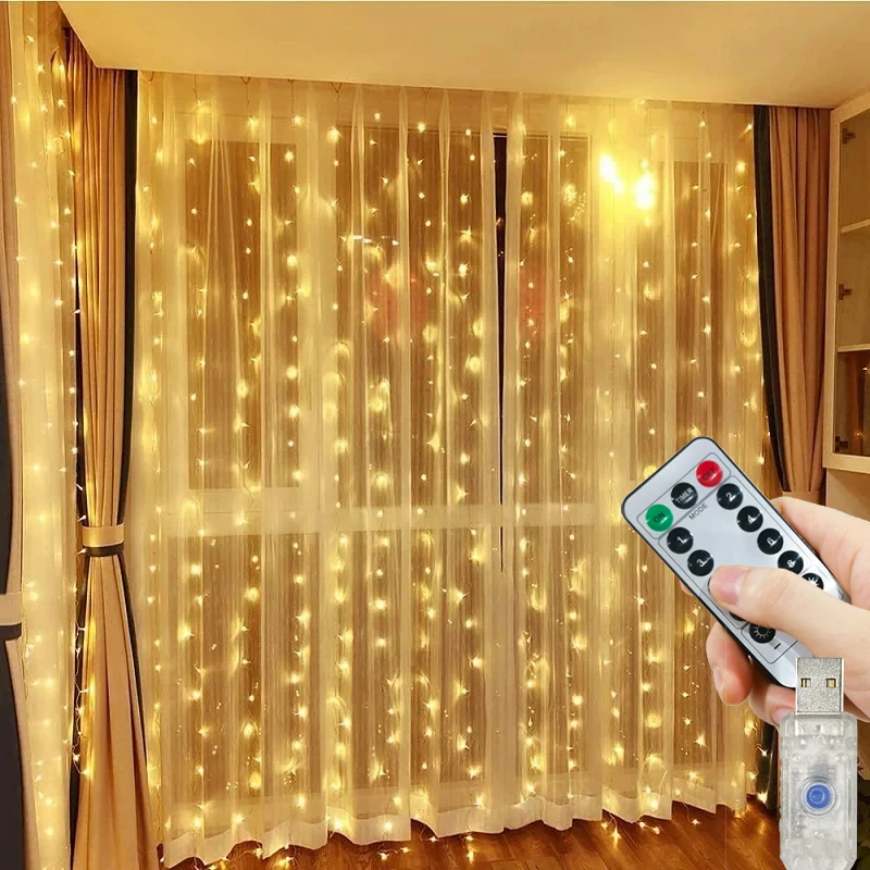 6M Weihnachtsbeleuchtung Vorhänge für Fenster Led Fee Neujahr Beleuchtung Zimmer String Girlande USB Party Wasserfälle Dekorationen Mädchen