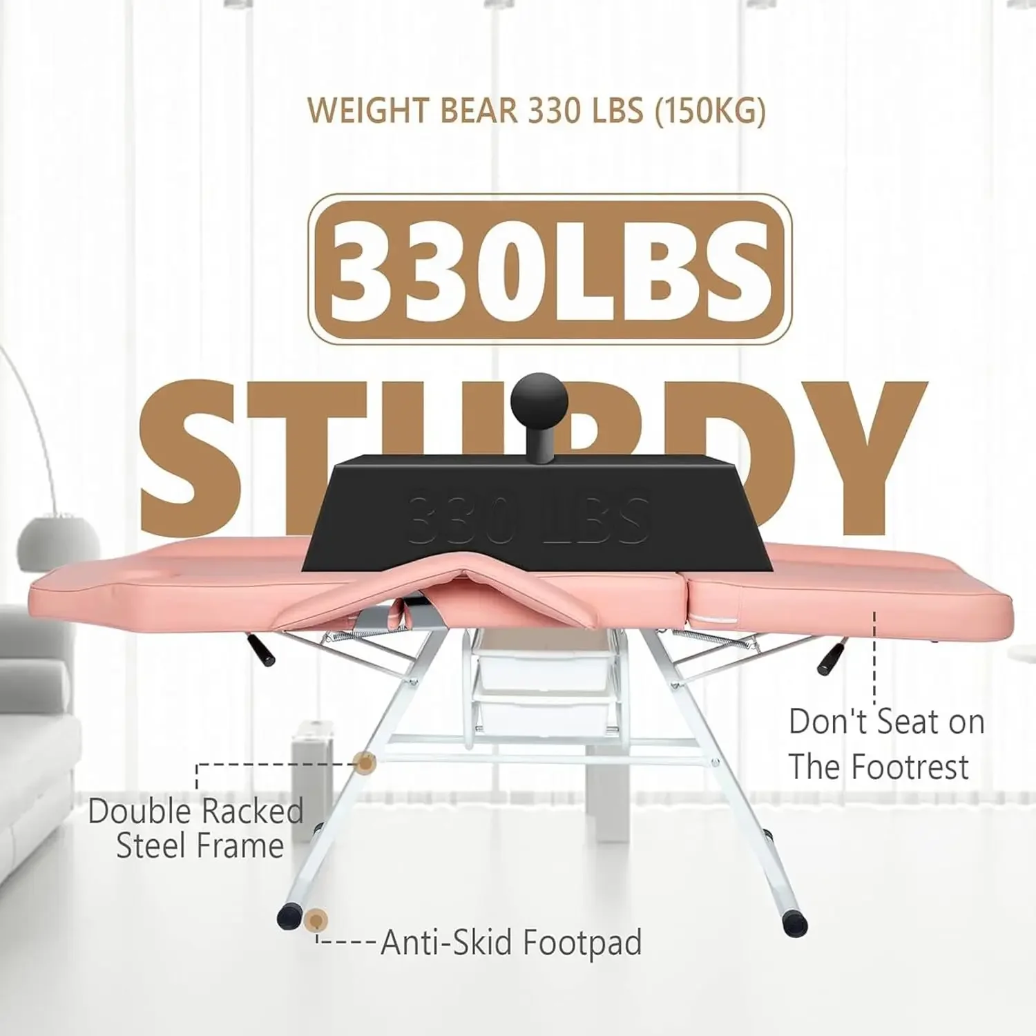 Multipurpose 3-Section Spa Massage Table with Hydraulic Stool, 73-inch Adjustable Tattoo Chair Esthetician Lash Bed, Salon Chair