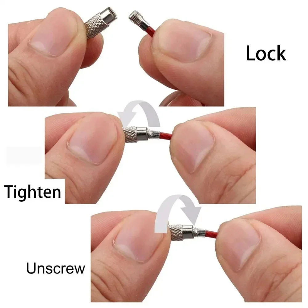 10 pacote multi cor fio inoxidável chaveiro cabo 6 inch1.5mm anel de chave de aço inoxidável loop sortido colorido chaveiro 2025