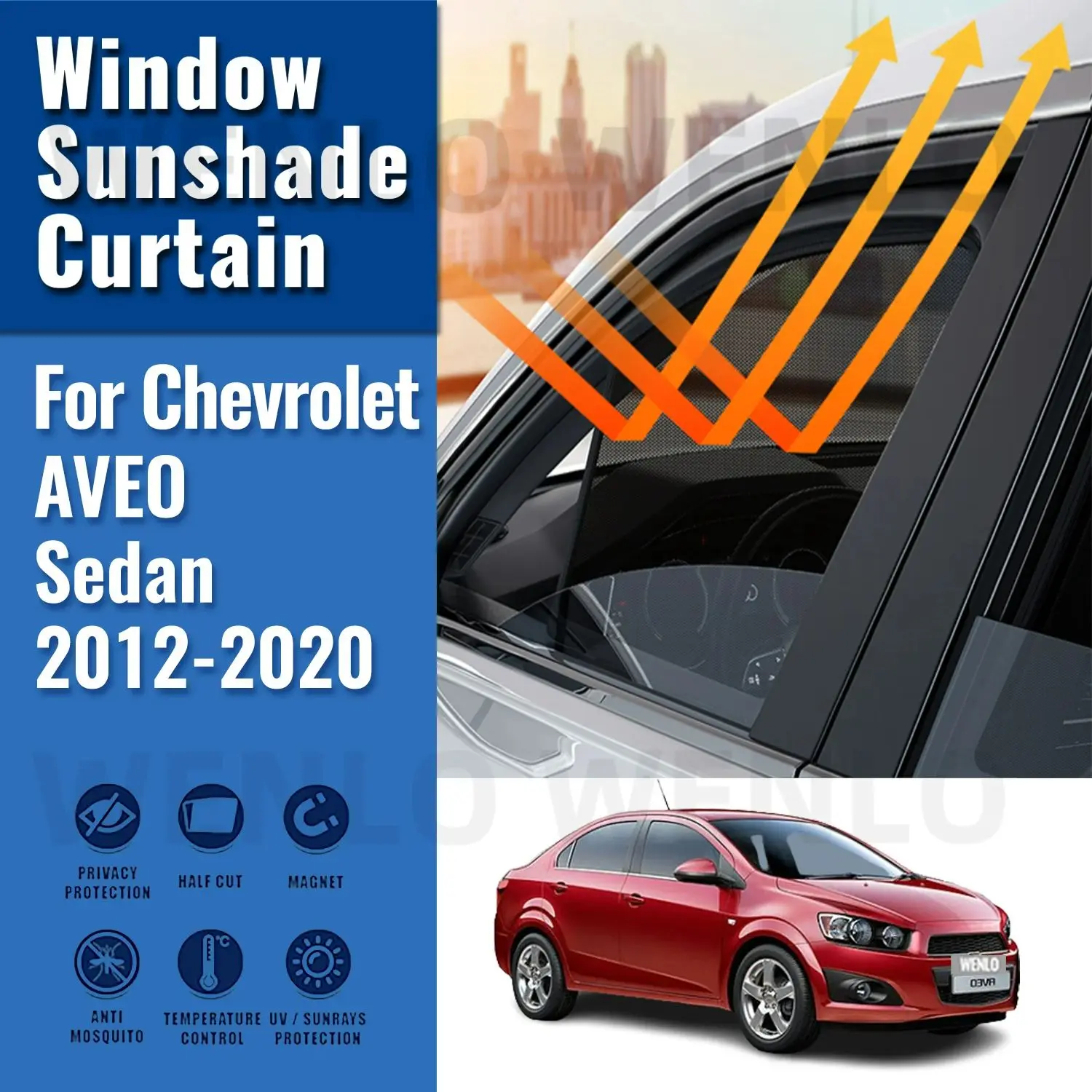 Untuk Chevrolet AVEO Sedan 2012-2019 2020 Pelindung Kerai Mobil Tirai Bingkai Kaca Depan Belakang Pelindung Naungan Matahari Jendela Samping Bayi