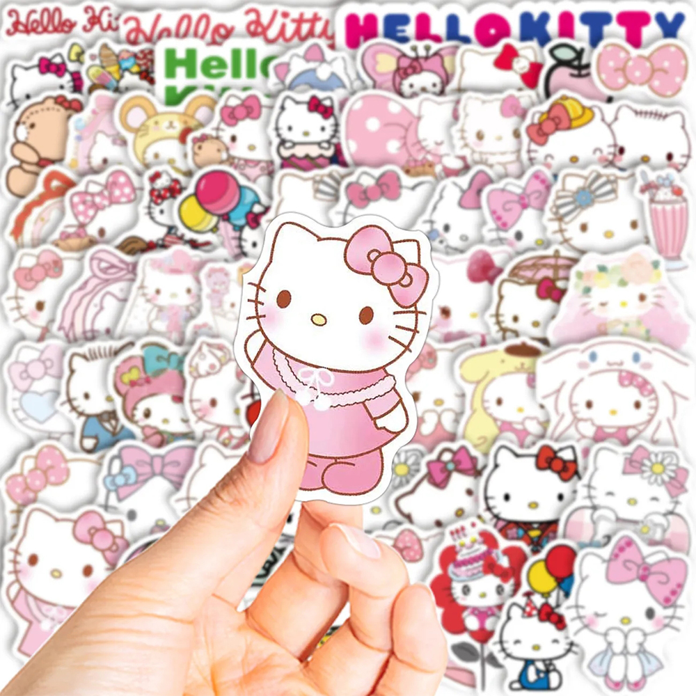 60PCS Sanrio Adesivi Kawaii Ragazze Hello Kitty Kuromi Pochacco My Melody Cartoon Decalcomanie fai da te Decorazione carina Adesivo per bambini Giocattolo