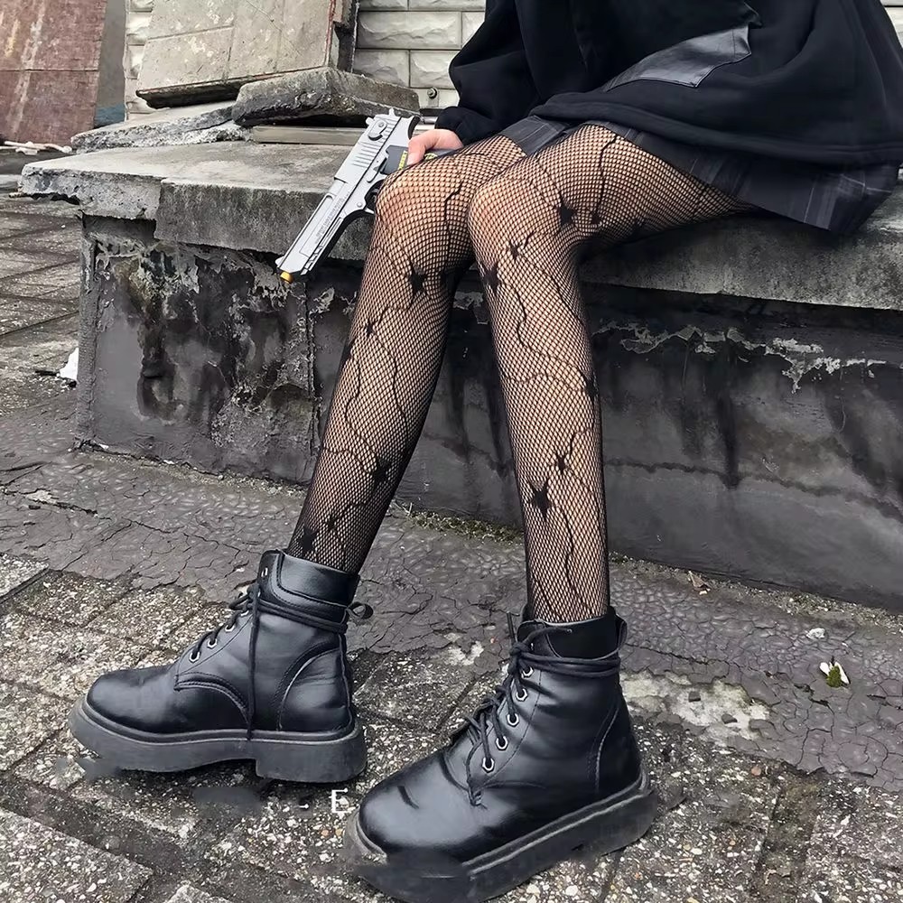 คลาสสิก Lolita Hollowed Out ลูกไม้ตาข่ายถุงน่อง Bottomed Pantyhose ผู้หญิงเซ็กซี่สาวญี่ปุ่น Gothic Punk Retro Spider Web Tights