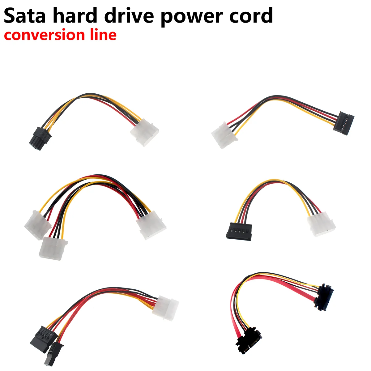Sata、転送ケーブル用のハードドライブ電源コード、4ピンメス、4pからsataオス、設置から大、sataからHideパワーコード、2個
