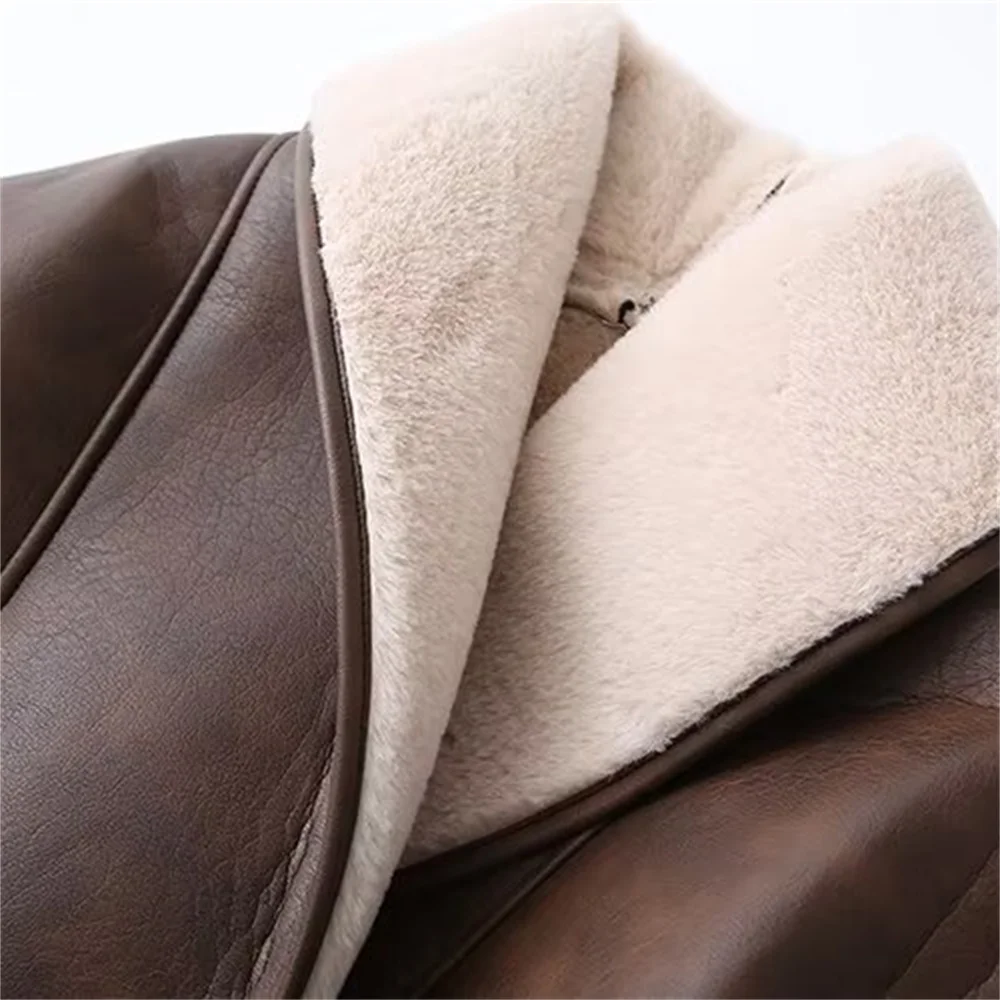 2024 herbst neue frauen kleidung stil modische hundert kombinationen gürtel dual farbe pelz integrierte windjacke