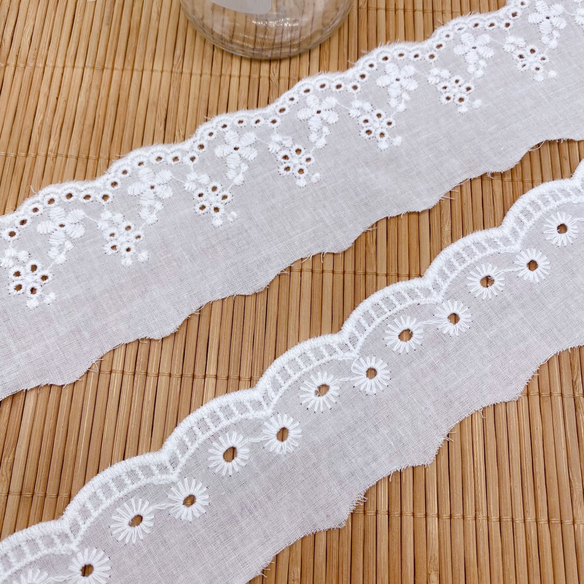 5 jardas/lote algodão branco bordado oco flor tecidos de renda roupas guarnição acessórios de costura diy artesanato de renda