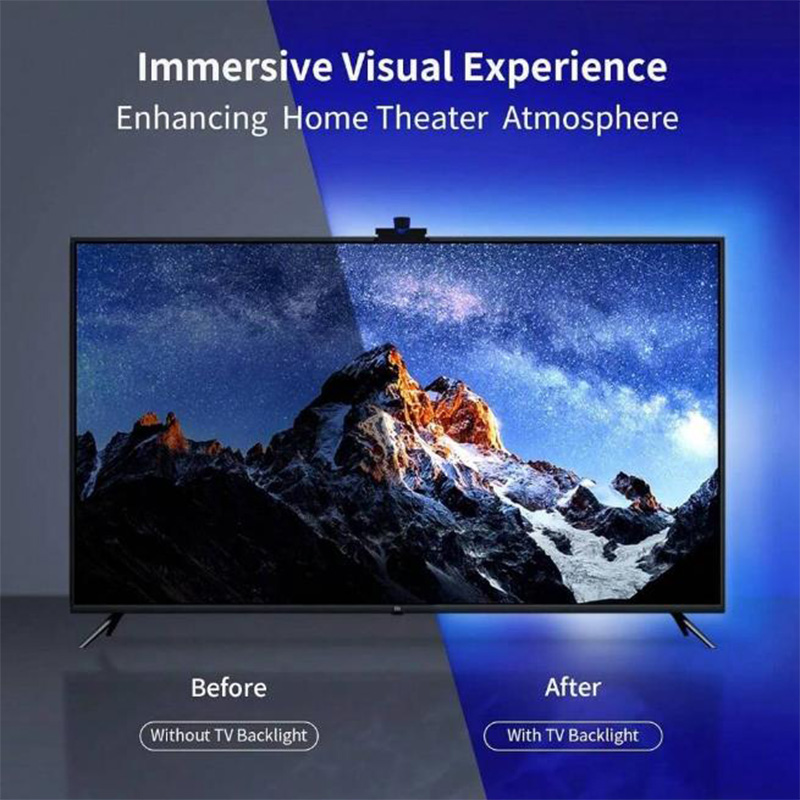 TV Backlight Music Sync Smart Strip Lights Color Pickup RGBIC LED Light 50-75 inch Screen App Remote for Game Home Ambient Light