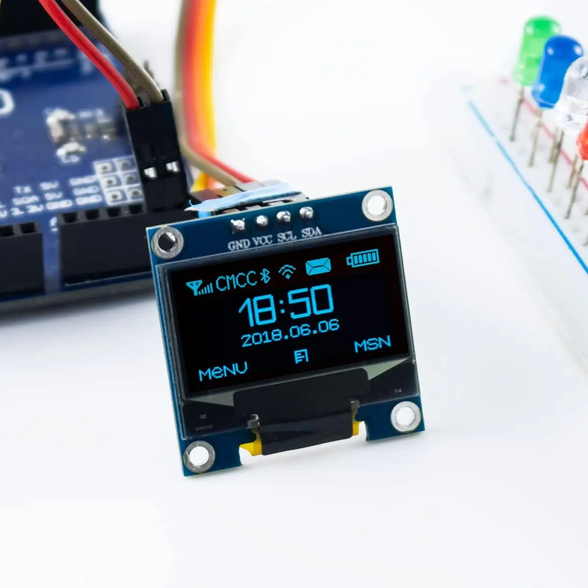 5pcs 0.96 "OLED 디스플레이 화면 모듈 SSD1306 I2C IIC SPI 직렬 128x64 3.3V-5V Arduino ESP32 ESP8266 용 파란색/파란색 노란색/흰색