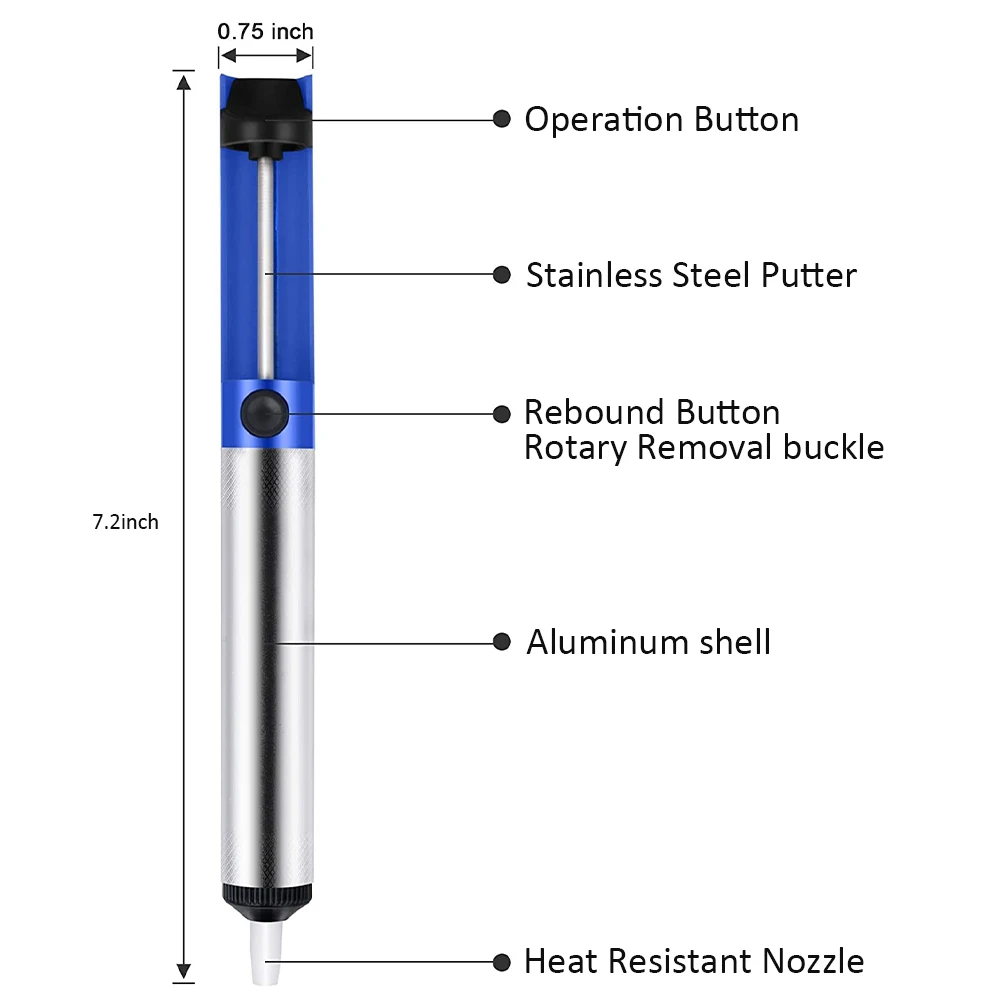 Blue Aluminum Metal Desoldering Pump Suction Tin Sucker Pen Removal Vacuum Soldering Iron Desolder Hand Welding Tools