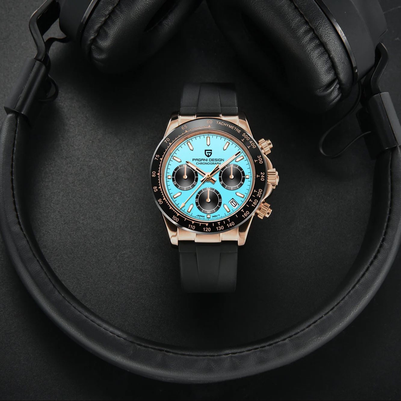 PAGANI DESIGN 2025 New Top Luxury Turquoise Blue Dial Quartz Watch For Men Automatic Date Sport Chronograph Waterproof Watch Men