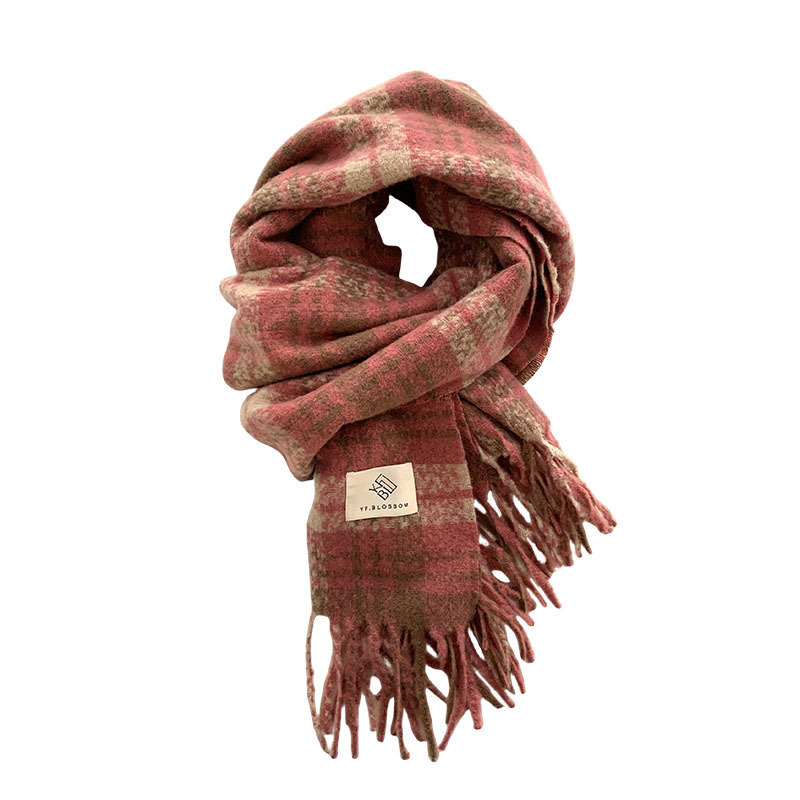 Winter Explosieve Rose Roze Sjaal Dames Superior Sense Imitatie Kasjmier Sjaal Eenvoudig Alles Kerst Bib 24W001