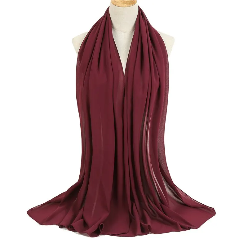 Bolha chiffon sólido muçulmano hijab cachecol moda ramadan xale envolve lenços longos bandana senhoras simples foulard accessores