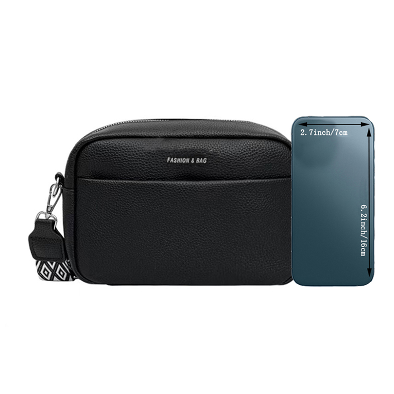 Unisexowa płócienna torba na ramię – stylowa kwadratowa torebka na aparat z szerokim paskiem, minimalistyczna i wszechstronna dla mężczyzn/kobiet. Casual Chic, Ne