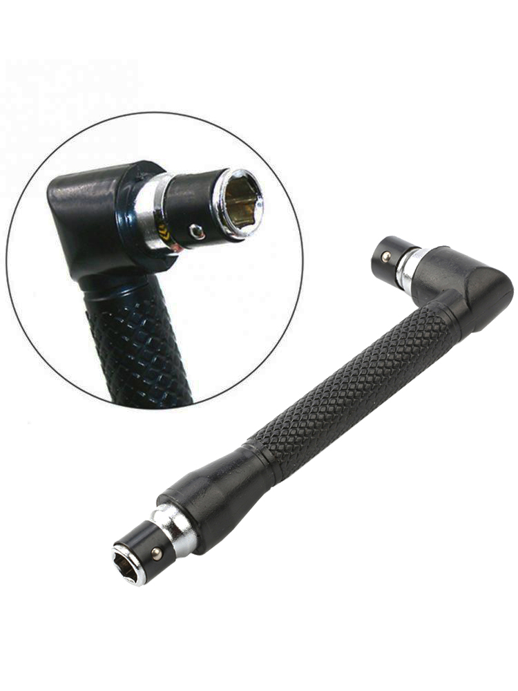 Punta de destornillador hexagonal 1/4 tipo L negra 90 °    Herramienta de llave de 6,35 mm con mango de doble extremo