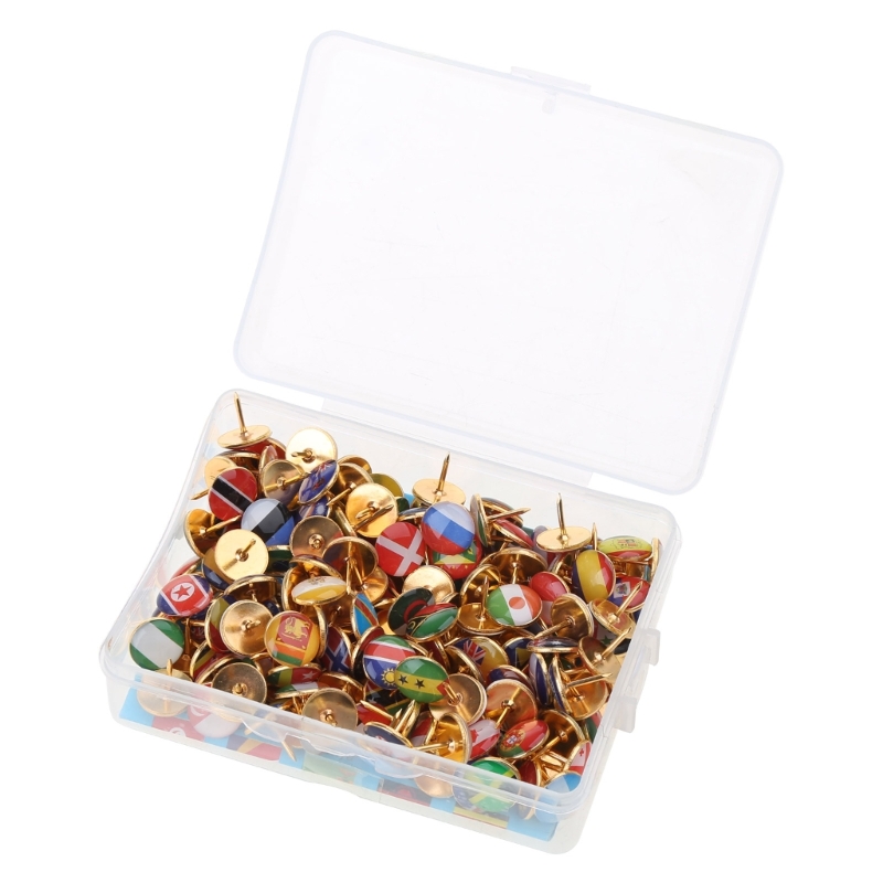 194 個の耐久性のある国旗プッシュピン画鋲画鋲掲示板マーカーオフィス学用品 D5QC