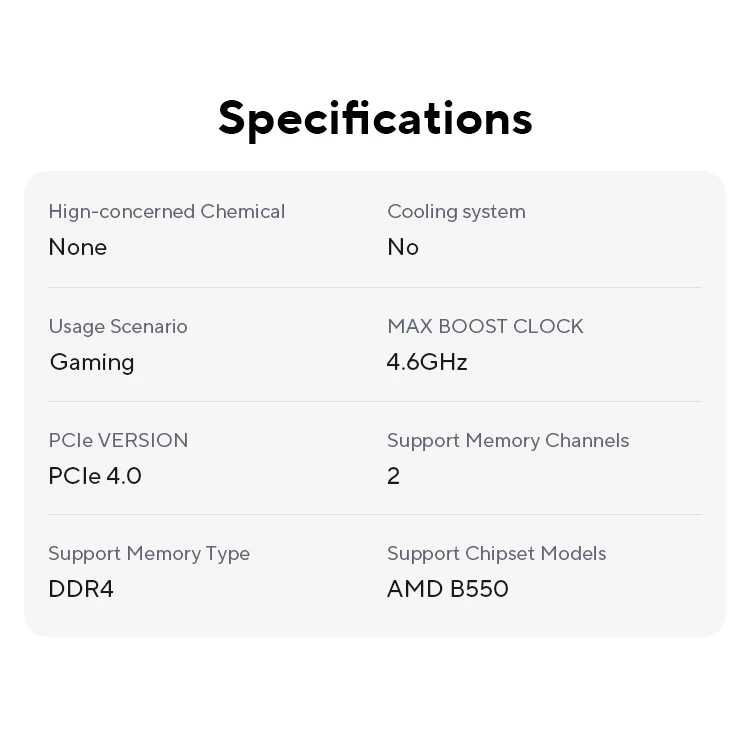 AMD Ryzen 7 5700X R7 5700X 3,4 GHz 8 core 16 thread PCIE4.0 65W Processore CPU 7NM L3=32M 100- 000000926   LGA AM4 Senza ventola