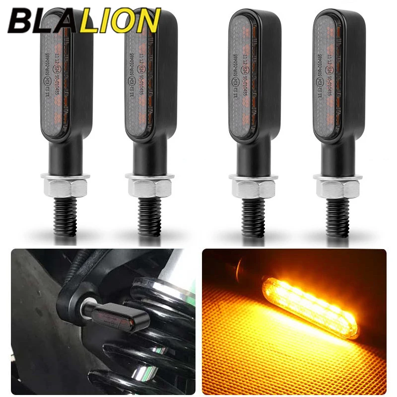 BLALION 2szt 6 diod LED Kierunkowskazy motocyklowe Mini LED Kierunkowskaz Migacz Bursztynowa Lampa Migacz Do Yamaha Kawasaki Cafe Racer