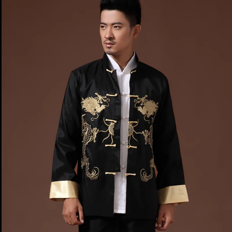 Männer bestickte Tops chinesische traditionelle Phoenix gedruckt Kleidung Dragon Tang Anzug Kleidung Langarm Festival Neujahr Jacke