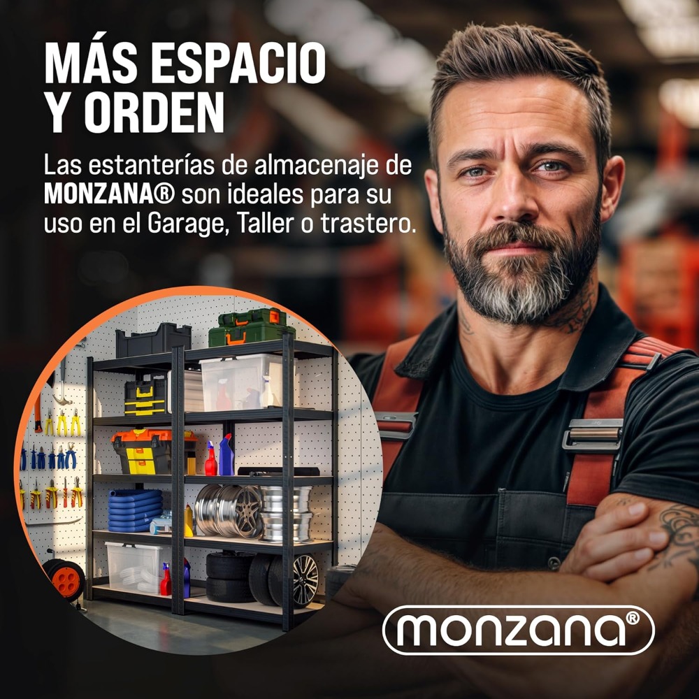 2X Estanterías Métalliques 180x90x40cm 1750 Kg Cargas Pesadas Almacenaje Garage Tableros MDF Plus Grand