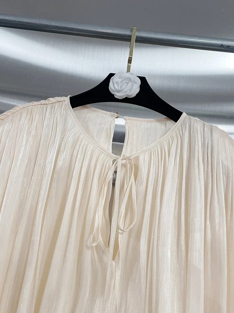 VGH Lose Feste Bluse Mit Band Kleider Für Frauen V-ausschnitt Langarm Verstärktes Spitze Up Süße Stil Kleid Weibliche Kleidung Herbst