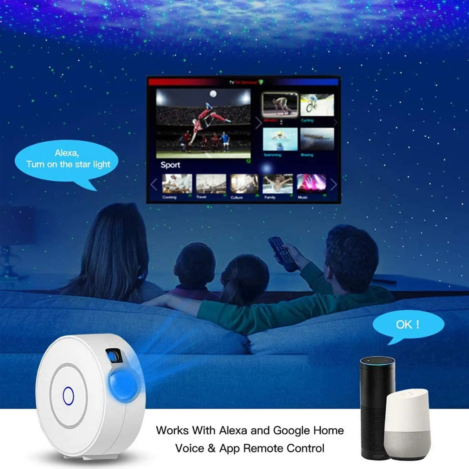 Tuya WiFi inteligente Aurora galaxia estrella proyector luz nocturna Alexa Control de voz aplicación Control estrella proyector luz LED niños bebé regalo