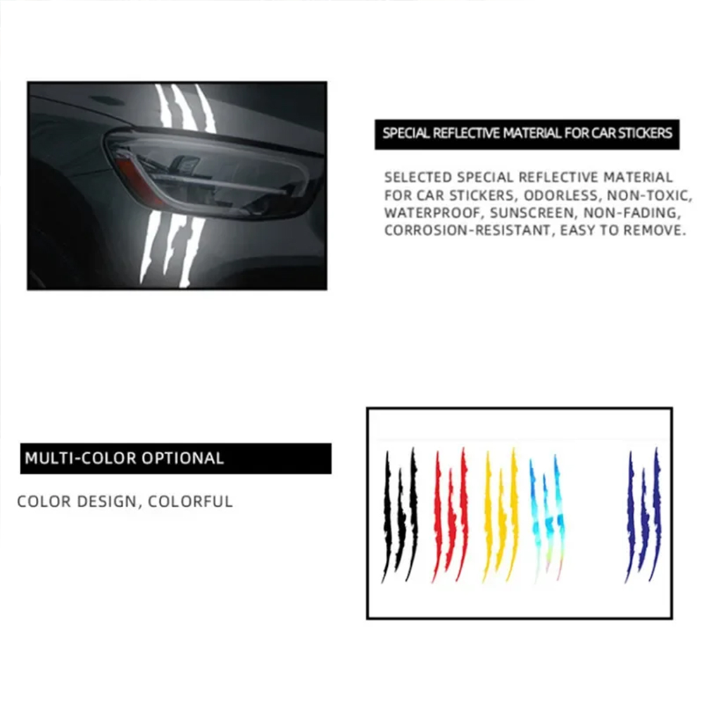Laser Motorcycle Car Sticker Universal Monster Claw Scratched Stripe Decal Marker Reflective Waterproof Moto Decoration