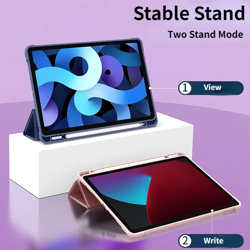 Para ipad a16 11th 10.2 pro 11 9.7 air 11 10.9 10.5 air 3 capa inteligente com suporte de lápis ipad 10th 9th 8th 7th 6th 5th gen fundas