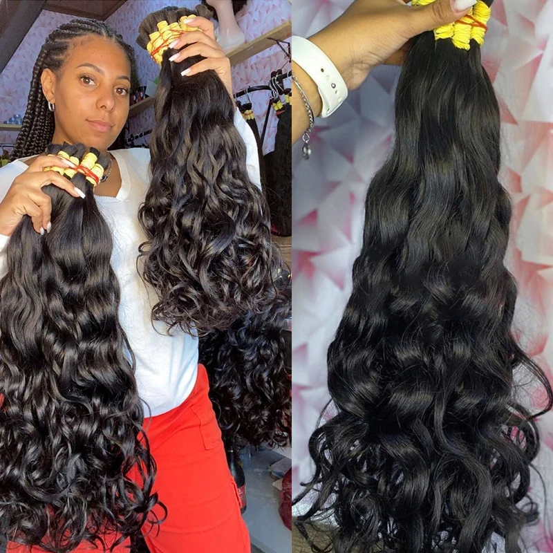 100% cabelo humano em massa trança cabelo humano sem trama cabelo humano não processado cabelo humano boho tranças encaracolado onda do corpo cabelo humano em massa