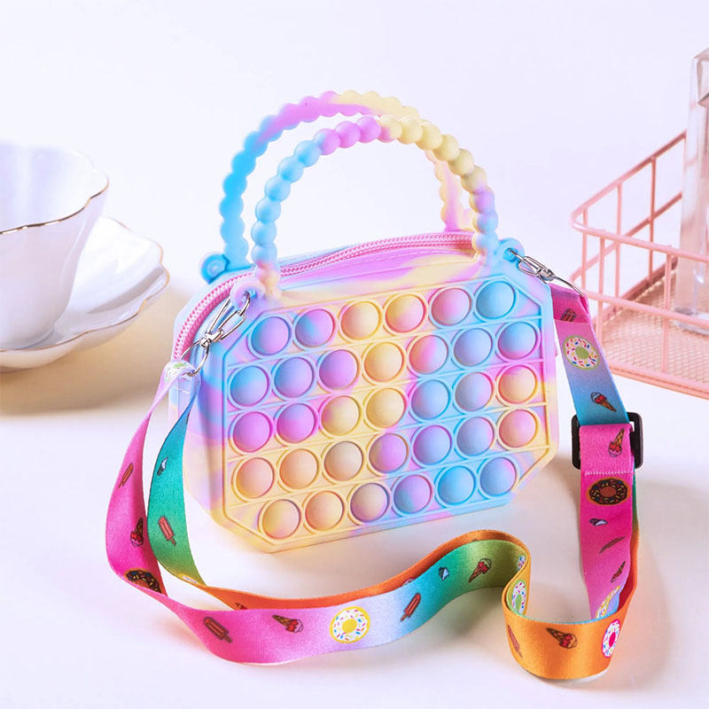 Pop bolsa de silicone sensorial push pop bolha saco crossbody saco antiestresse brinquedos reliver autismo bolsa moeda bolsa para crianças