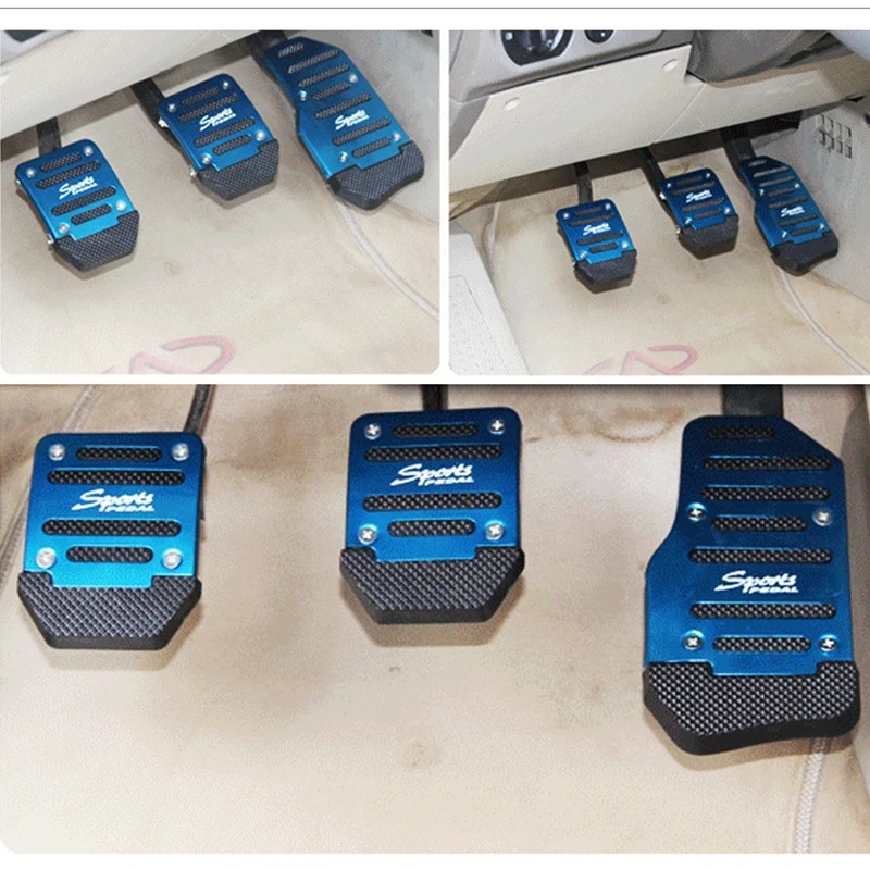 Aluminum Automatic Transmission Car Pedal Cover Universal Brake Fuel Gas Foot Pad Set Kit Red Blue Silver Non-Slip Tools