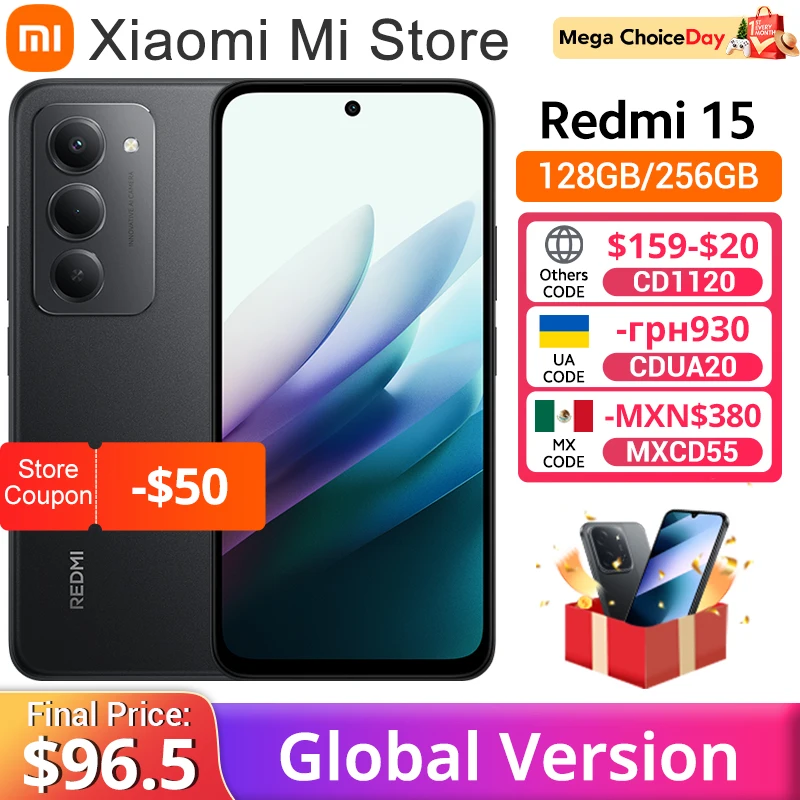 【Brand+】Redmi 15 Global Version Smartphone 6.9" 50MP 7000mAh battery 33W fast charging IP64 Snapdragon® 685 Mobile Platform