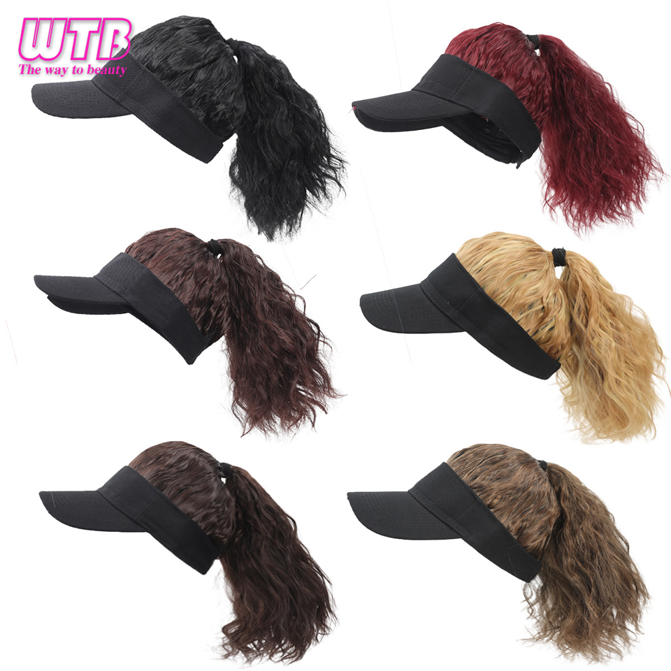 Chapéu com cabelo preso para mulheres rabo de cavalo peruca de cabelo encaracolado com boné de cabelo estilo boné de beisebol boné de beisebol rabo de cavalo peruca