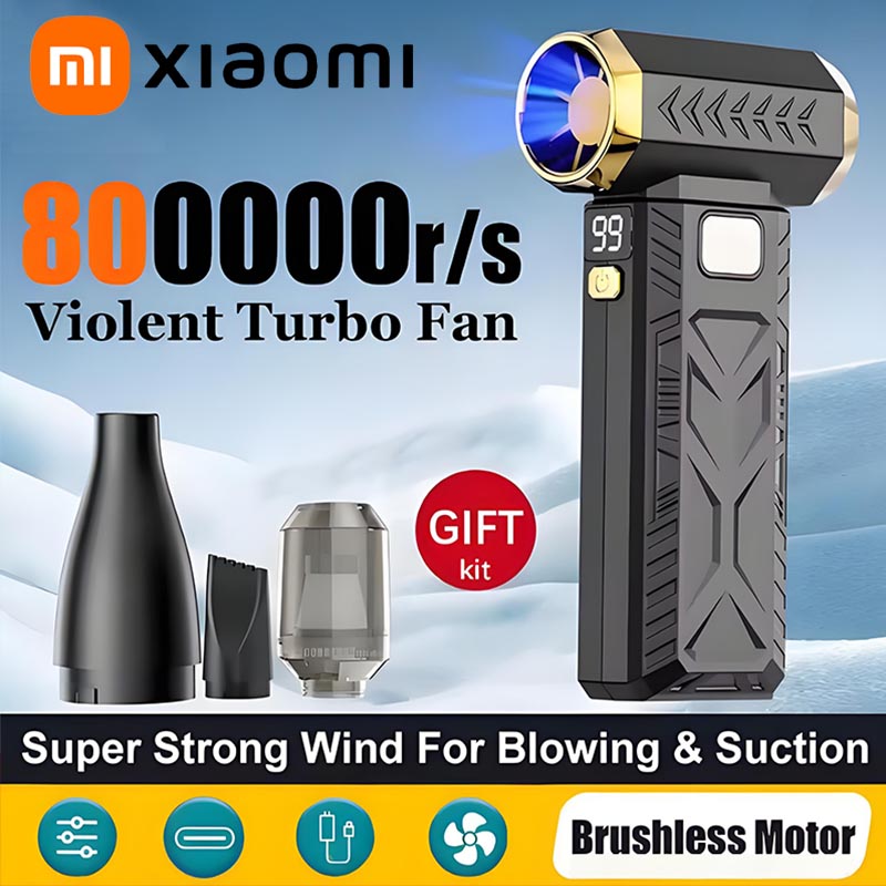 Xiaomi 800000 об/мин жестокий вентилятор мощный электрический воздуходувка портативный пылеочиститель TypeC зарядка 53 м/с бесщеточный турбоструйный вентилятор