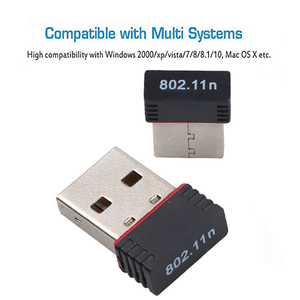 Mini adaptador WiFi USB, tarjeta de red inalámbrica de 150M, RTL8188 MT7601, USB 2,0, receptor Ethernet WiFi, Dongle para PC, accesorios de ordenador