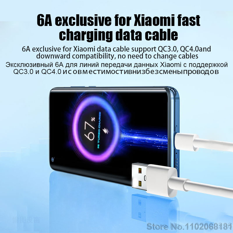 67W USB-Schnellladegerät Schnelllade 3.0 Wandtelefon-Adapter für Xiaomi Redmi Poco Samsung Huawei Oneplus USB-Ladegerät Typ C-Kabel