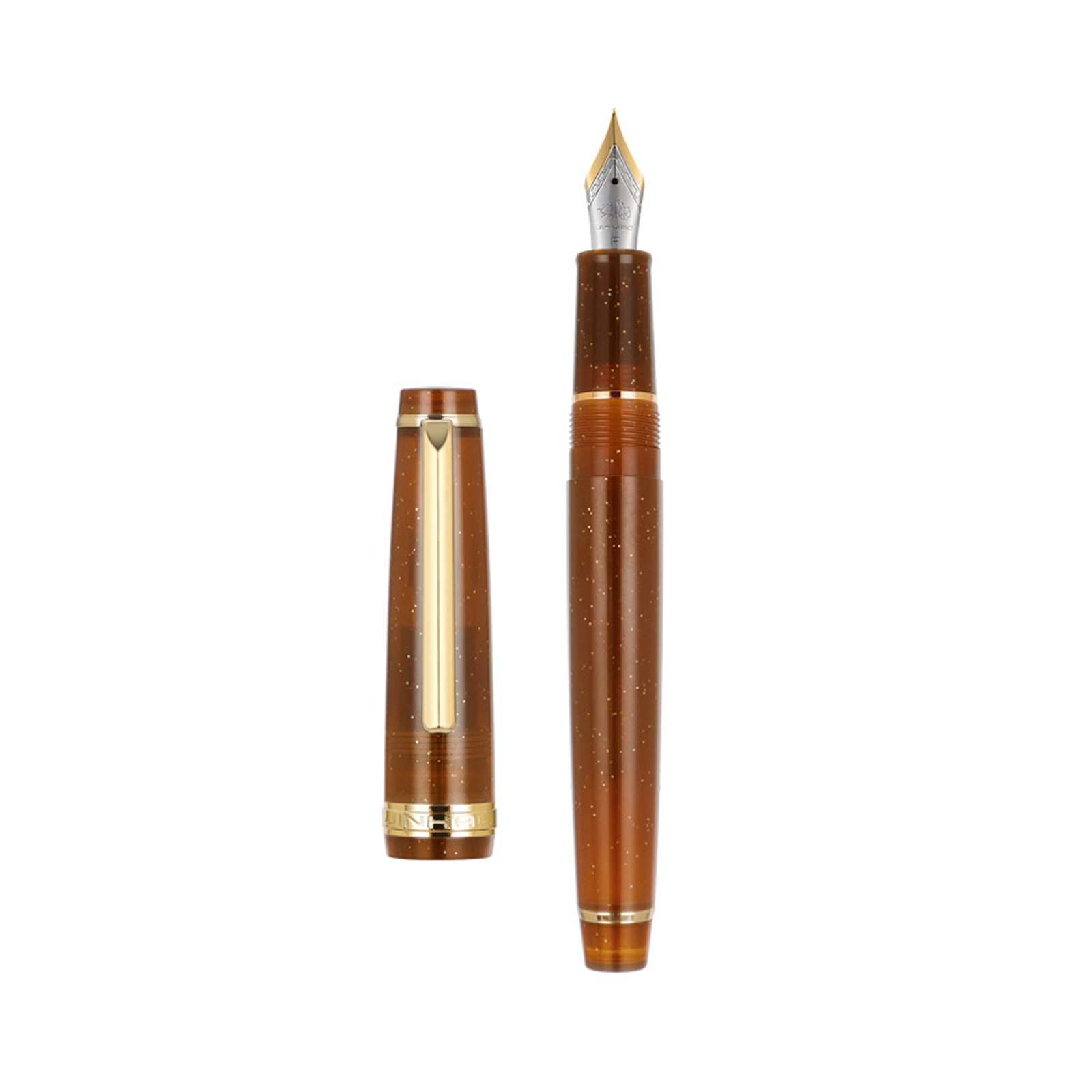 Jinhao 82 Penna stilografica Penna a inchiostro acrilico Spin Clip dorata con pennini da 0,5 mm F classica per ufficio aziendale Materiale scolastico Penna per scrittura
