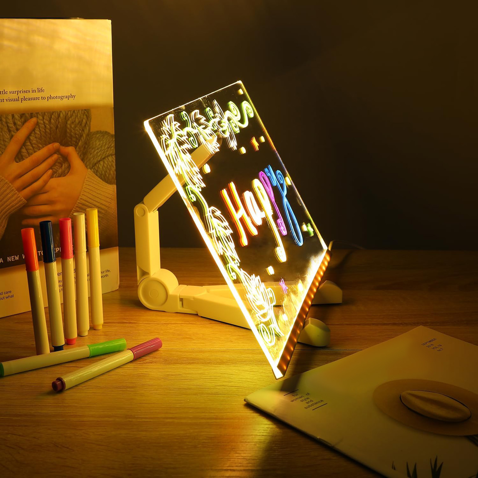 Glowing Acrylic Dry Erase Board with Light Ultra-Thin Tracing Writing Light Board For Bar Counters Hotel Front Desks